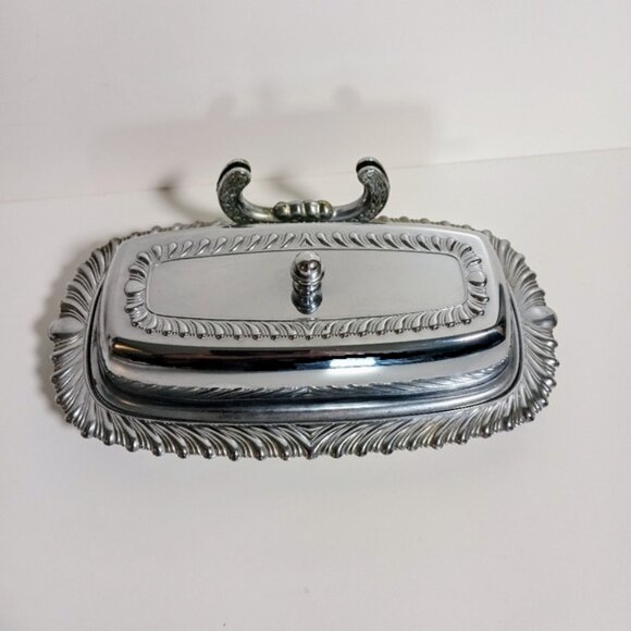 Vintage Irvinware Chrome Plated Butter Dish With Glass Insert - Picture 5 of 7